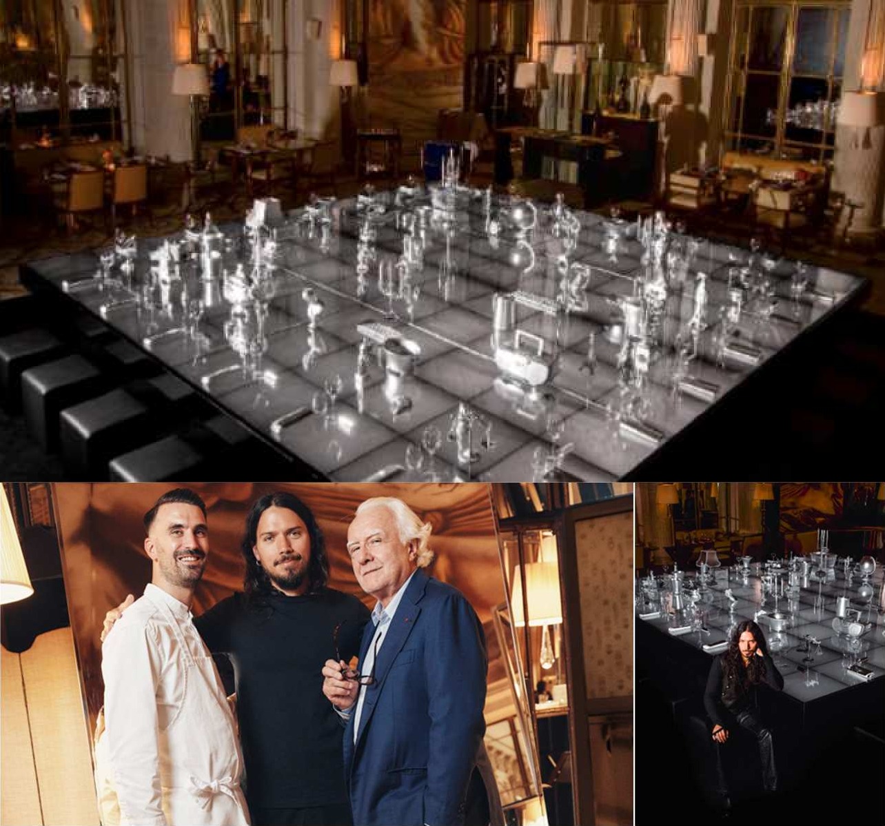 The Stage, installation de Harry Nuriev sur la grande table du restaurant Le Dalí, au Meurice